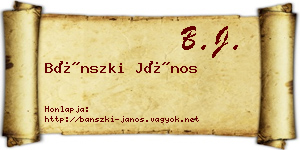 Bánszki János névjegykártya