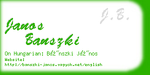 janos banszki business card